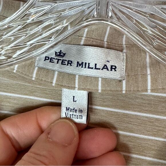 Peter Millar Golf Shirt -STRIPED NEUTRAL - Picture 3 of 5